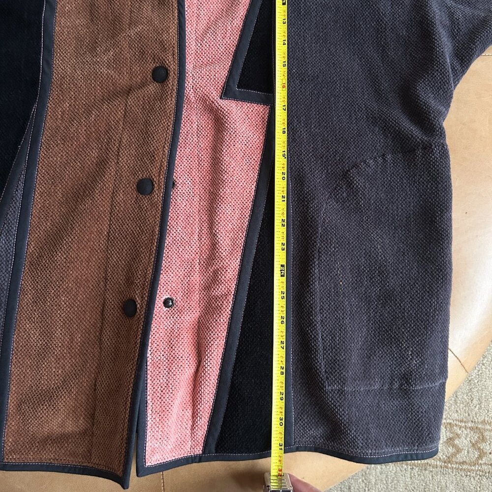 Handmade Finnish Lagenlook Colorblock Cotton Jacket Scandinavian Minimalist M - Picture 12 of 13